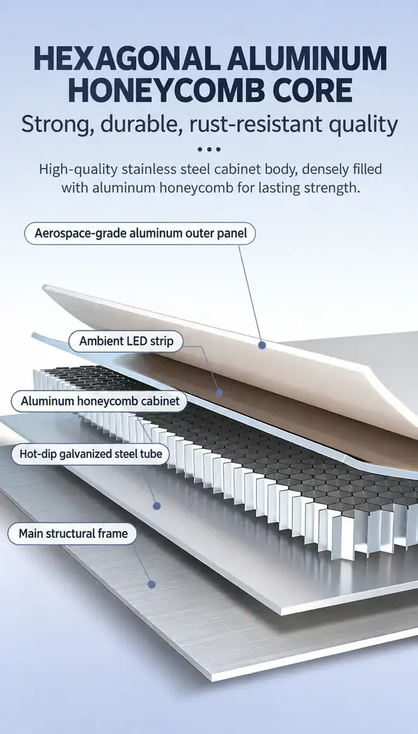 Outdoor kitchen cabinet honeycomb structure